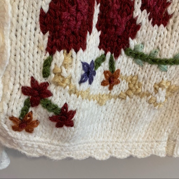 Vintage Cardigan Sweater Twee Floral Embroidered Long Sleeve Knit Art Teacher - Picture 8 of 14